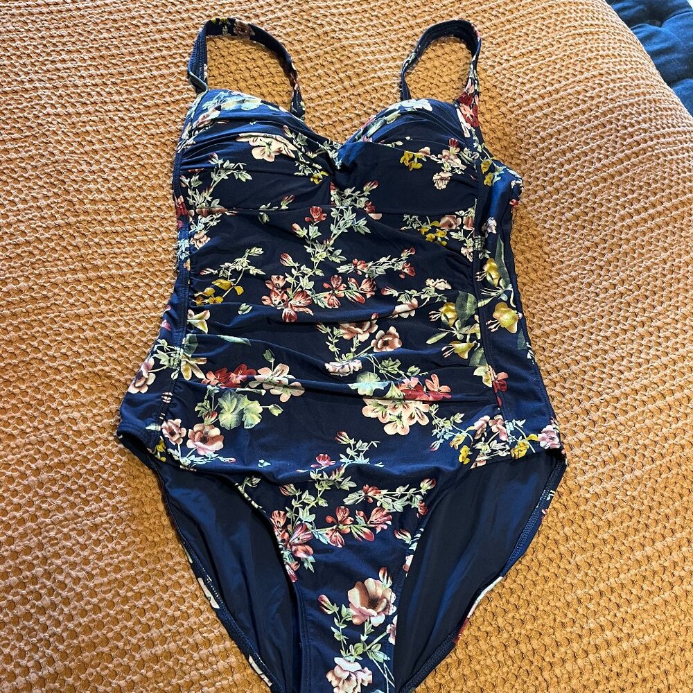 Blue Floral One Piece Swimsuit